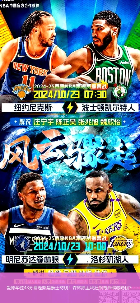 4月15日讯,爱德华兹43分暴走撕裂爵士防线！森林狼主场狂飙背后暗藏隐忧？